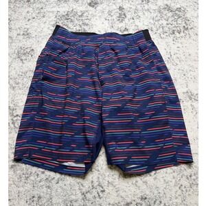 LULULEMON T.H.E. Shorts Lined Shorts Blue Multi Striped Athletic Men's Size L